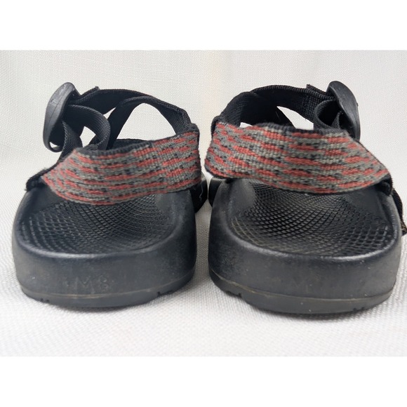 Chaco Z1 Classic Mens 8 Vibram Hiking Sandals Red Grey Geometric Straps Gorpcore